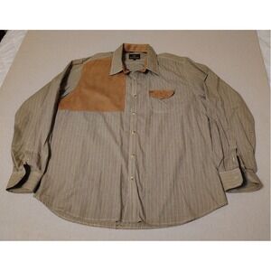King Ranch Men's Plaid Button Down Shirt Suede Accents Western XXL QQ